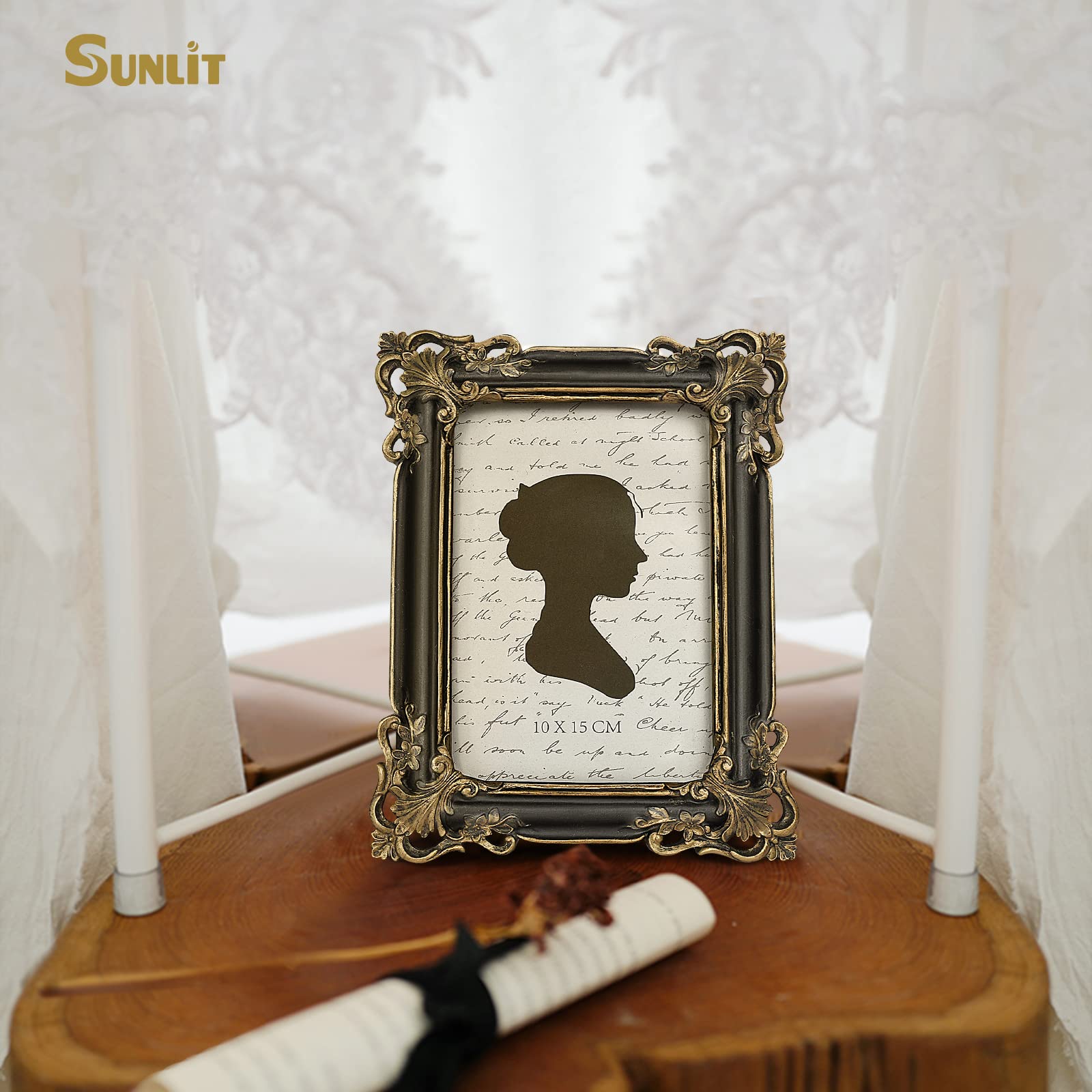 Sunlit Vintage Picture Frame 4x6 Inch, Luxury Antique Photo Frames